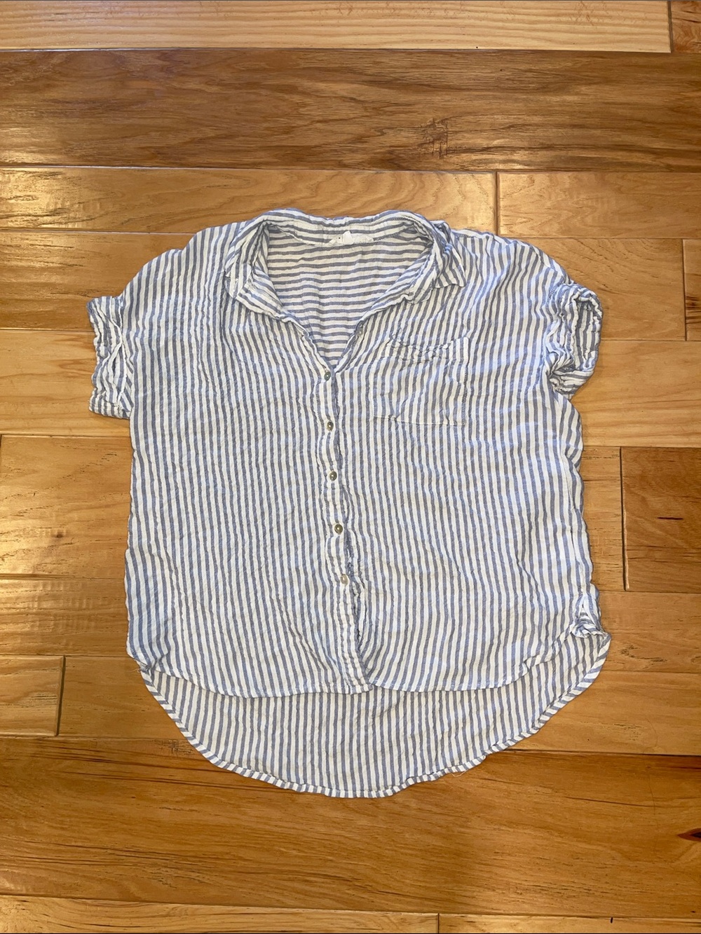 Jane and Delancey Blue and White Striped Button-Down Shirt